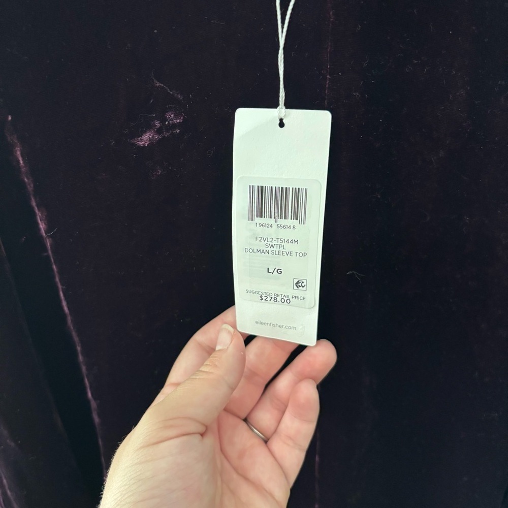 Eileen Fisher Velvet V-Neck dolman top in Rich Plum - Picture 5 of 10